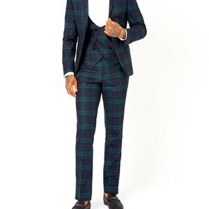PLAID GREEN SKINNY FIT JACKET IN GREEN TARTAN